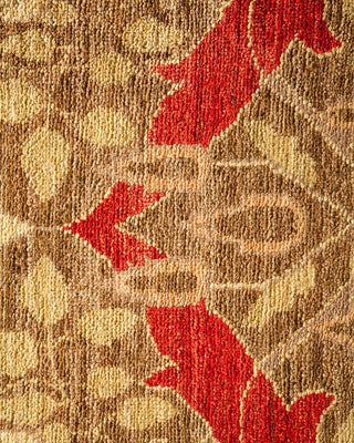 Contemporary Arts & Crafts Brown Wool Area Rug 8' 2" x 11' 5" - Solo Rugs