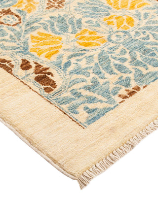 Contemporary Arts & Crafts Ivory Wool Area Rug 6' 2" x 8' 10" - Solo Rugs