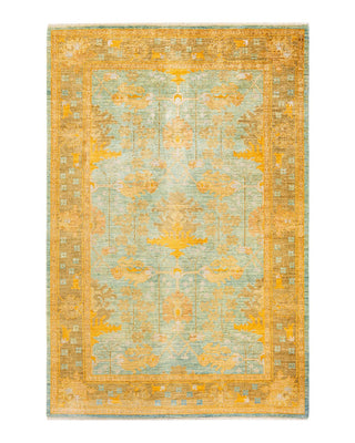 Contemporary Arts & Crafts Green Wool Area Rug 6' 7" x 9' 10" - Solo Rugs