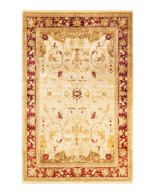 Contemporary Eclectic Yellow Wool Area Rug 6' 0" x 9' 4" - Solo Rugs