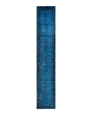 Contemporary Fine Vibrance Blue Wool Runner 3' 2" x 19' 1" - Solo Rugs