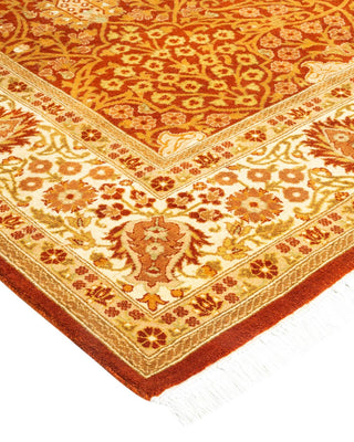 Traditional Mogul Orange Wool Area Rug 5' 2" x 8' 10" - Solo Rugs