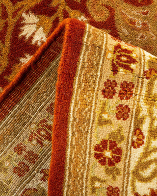 Traditional Mogul Orange Wool Area Rug 5' 2" x 8' 10" - Solo Rugs