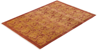 Traditional Mogul Pink Wool Area Rug 4' 2" x 5' 10" - Solo Rugs
