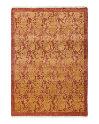 Traditional Mogul Pink Wool Area Rug 4' 2" x 5' 10" - Solo Rugs