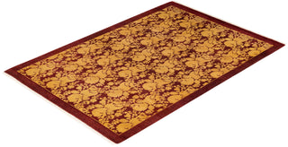 Traditional Mogul Red Wool Area Rug 4' 2" x 6' 2" - Solo Rugs