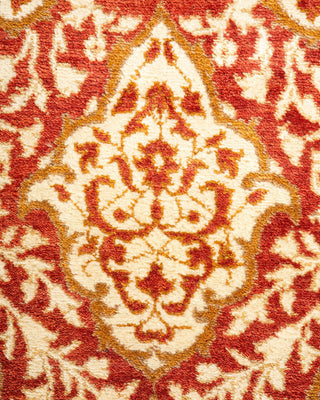 Traditional Mogul Orange Wool Square Area Rug 3' 6" x 3' 7" - Solo Rugs