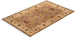 Traditional Mogul Brown Wool Area Rug 3' 2" x 5' 0" - Solo Rugs