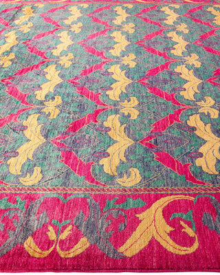 Contemporary Arts & Crafts Purple Wool Area Rug 9' 1" x 12' 0" - Solo Rugs