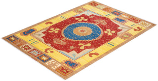 Contemporary Modern Yellow Wool Area Rug 6' 2" x 8' 10" - Solo Rugs