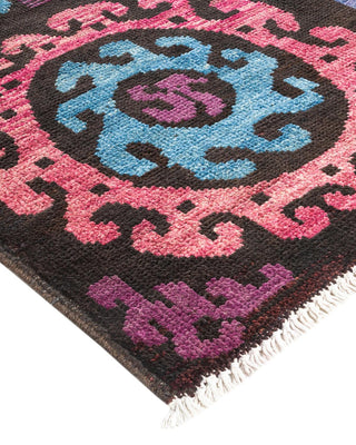 Contemporary Modern Purple Wool Area Rug 6' 5" x 9' 1" - Solo Rugs