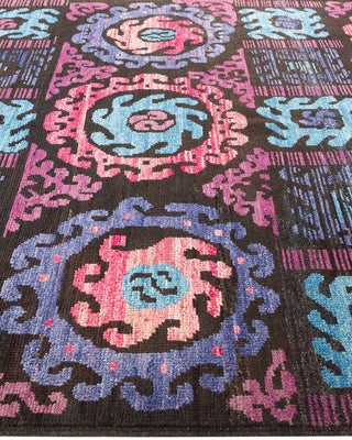 Contemporary Modern Purple Wool Area Rug 6' 5" x 9' 1" - Solo Rugs