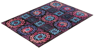 Contemporary Modern Purple Wool Area Rug 6' 5" x 9' 1" - Solo Rugs