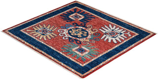 Contemporary Modern Red Wool Area Rug 4' 9" x 5' 2" - Solo Rugs