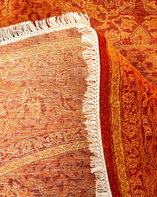 Traditional Mogul Orange Wool Round Area Rug 7' 1" x 7' 1" - Solo Rugs