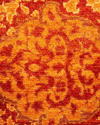 Traditional Mogul Orange Wool Round Area Rug 6' 1" x 6' 1" - Solo Rugs