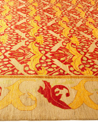 Contemporary Arts & Crafts Red Wool Area Rug 9' 10" x 13' 10" - Solo Rugs