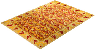 Contemporary Arts & Crafts Red Wool Area Rug 9' 10" x 13' 10" - Solo Rugs