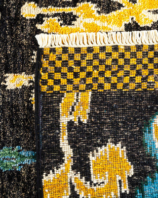 Contemporary Modern Black Wool Area Rug 7' 10" x 9' 10" - Solo Rugs