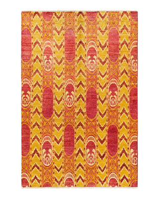 Contemporary Modern Orange Wool Area Rug 6' 1" x 9' 3" - Solo Rugs
