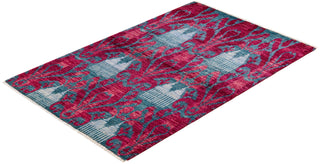 Contemporary Modern Purple Wool Area Rug 4' 0" x 6' 0" - Solo Rugs
