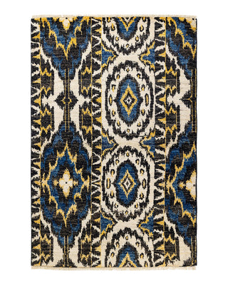 Contemporary Modern Black Wool Area Rug 4' 1" x 6' 2" - Solo Rugs
