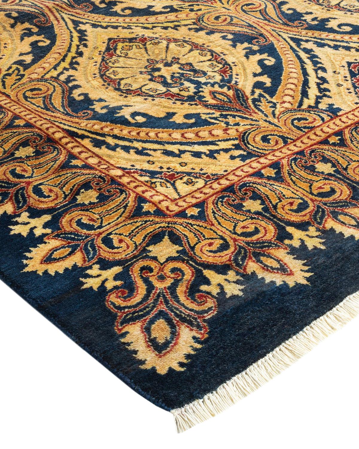 Traditional Mogul Blue Wool Area Rug 5' 1" x 7' 10" - Solo Rugs