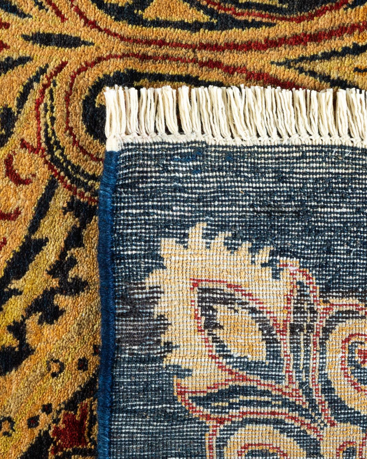 Traditional Mogul Blue Wool Area Rug 5' 1" x 7' 10" - Solo Rugs