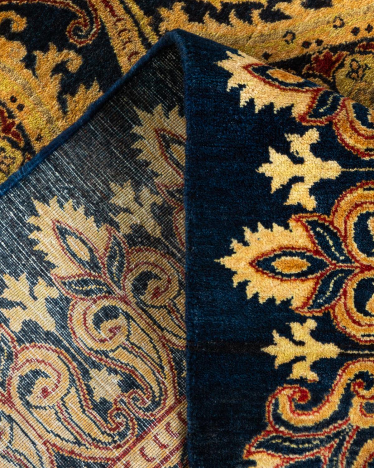 Traditional Mogul Blue Wool Area Rug 5' 1" x 7' 10" - Solo Rugs