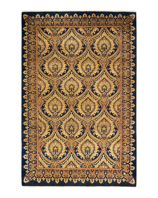 Traditional Mogul Blue Wool Area Rug 5' 1" x 7' 10" - Solo Rugs