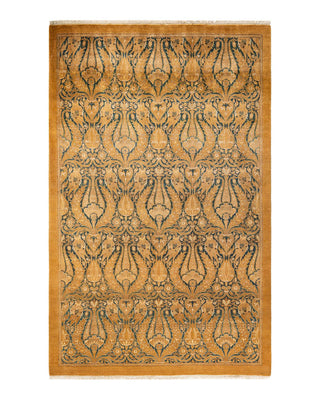 Traditional Mogul Yellow Wool Area Rug 5' 1" x 8' 0" - Solo Rugs