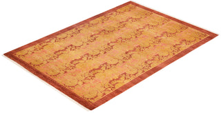 Traditional Mogul Pink Wool Area Rug 4' 2" x 6' 1" - Solo Rugs