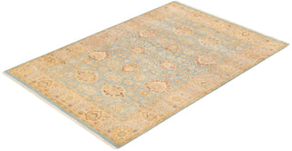 Traditional Mogul Light Blue Wool Area Rug 4' 3" x 6' 3" - Solo Rugs