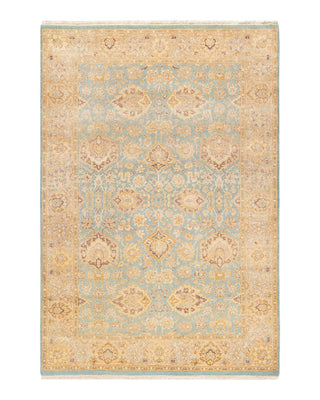 Traditional Mogul Light Blue Wool Area Rug 4' 3" x 6' 3" - Solo Rugs