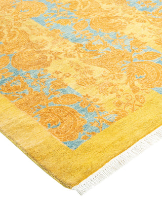 Traditional Mogul Green Wool Area Rug 4' 1" x 5' 10" - Solo Rugs