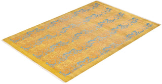 Traditional Mogul Green Wool Area Rug 4' 1" x 5' 10" - Solo Rugs