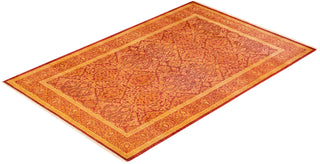 Traditional Mogul Orange Wool Area Rug 4' 2" x 6' 4" - Solo Rugs