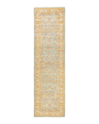 Traditional Mogul Light Blue Wool Runner 2' 8" x 10' 1" - Solo Rugs