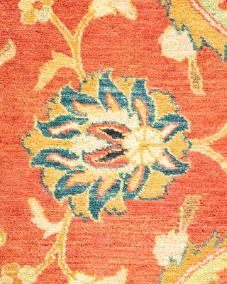 Traditional Mogul Orange Wool Round Area Rug 9' 1" x 9' 1" - Solo Rugs
