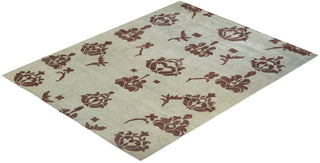 Contemporary Eclectic Ivory Wool Area Rug 7' 9" x 9' 10" - Solo Rugs