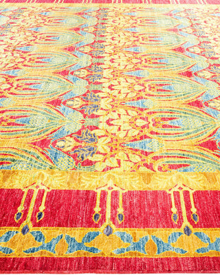 Contemporary Arts & Crafts Purple Wool Area Rug 9' 0" x 11' 7" - Solo Rugs