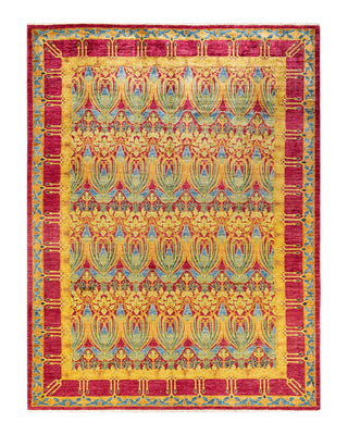 Contemporary Arts & Crafts Purple Wool Area Rug 9' 0" x 11' 7" - Solo Rugs