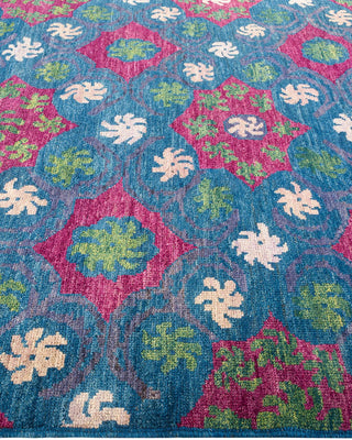 Contemporary Modern Green Wool Area Rug 6' 2" x 8' 7" - Solo Rugs