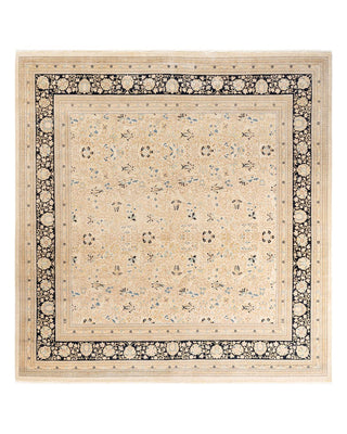 Traditional Mogul Ivory Wool Square Area Rug 9' 2" x 9' 6" - Solo Rugs