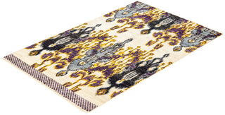 Contemporary Modern Ivory Wool Area Rug 4' 0" x 6' 3" - Solo Rugs