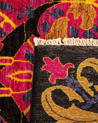 Contemporary Arts & Crafts Black Wool Area Rug 8' 10" x 11' 10" - Solo Rugs