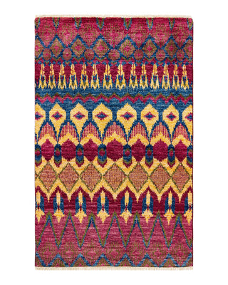 Contemporary Modern Red Wool Area Rug 3' 10" x 6' 2" - Solo Rugs