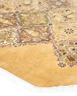 Traditional Mogul Yellow Wool Octagon Area Rug 7' 1" x 7' 1" - Solo Rugs