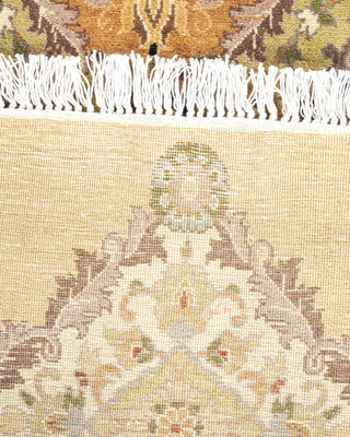 Traditional Mogul Yellow Wool Octagon Area Rug 7' 1" x 7' 1" - Solo Rugs