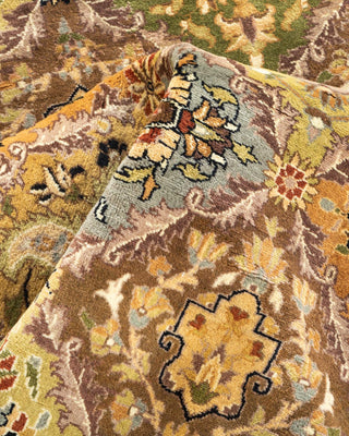 Traditional Mogul Yellow Wool Octagon Area Rug 7' 1" x 7' 1" - Solo Rugs